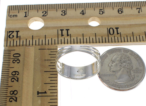 Genuine Sterling Silver And Lapis Inlay Southwestern Ring Size 7-3/4 WX60974